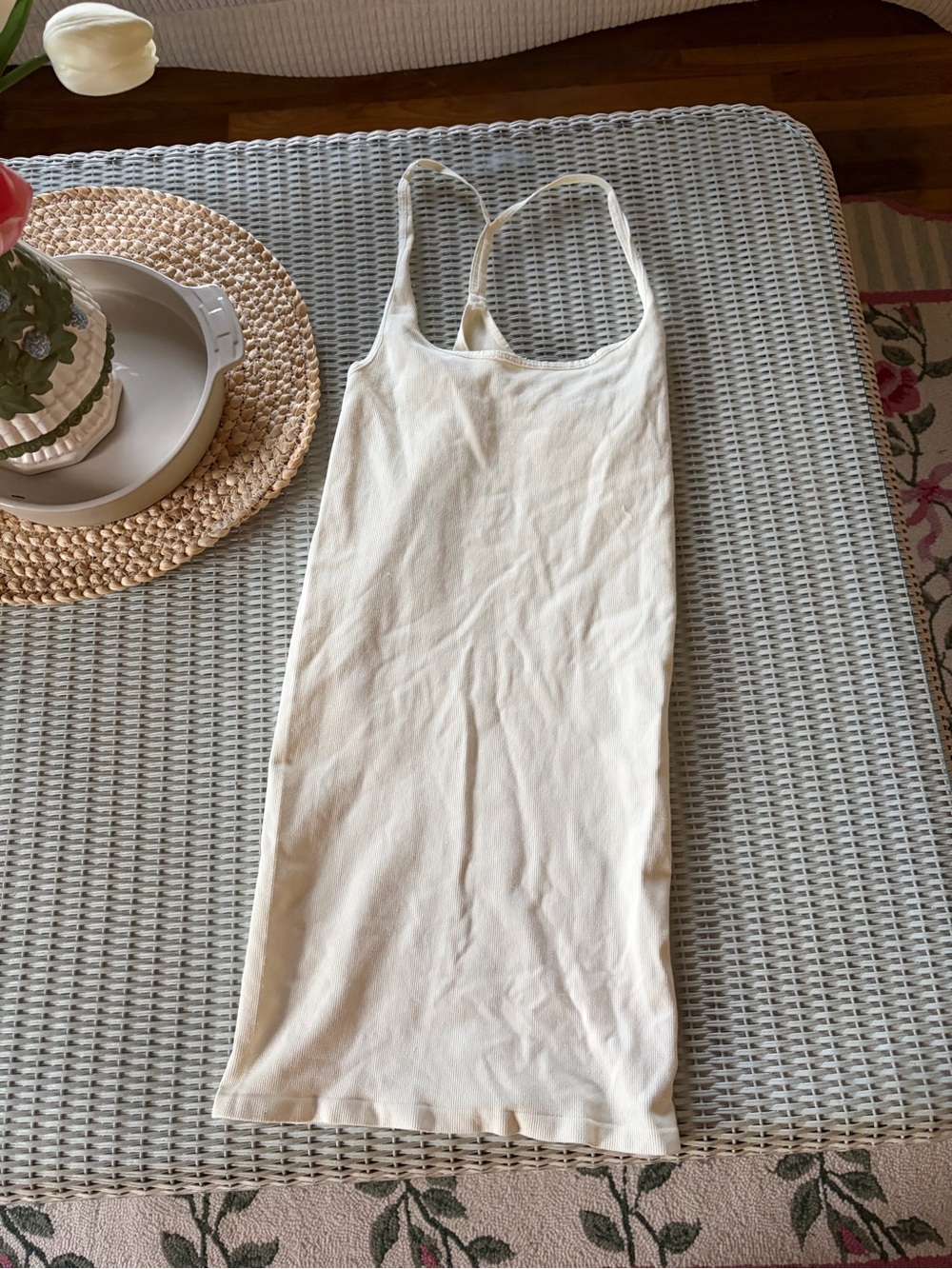 Free People Ivory Slip Chemise with Thin Double Straps